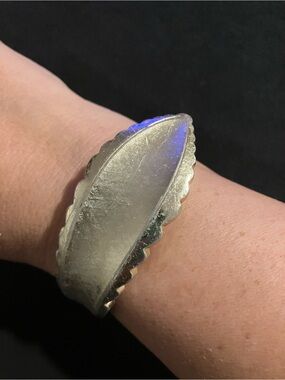 Estate Silver-Tone Leaf Cuff Bracelet